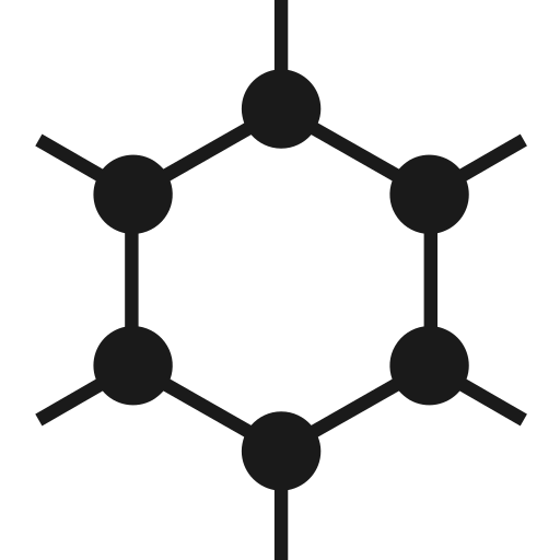 GrapheneOS logo, six dots in a hexagon connected by lines and with six lines, one radiating outward from each dot