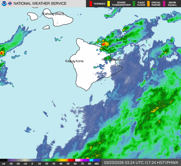animated gif of weather radar around the Big Island