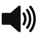 black-and-white icon of a speaker with sound waves emerging