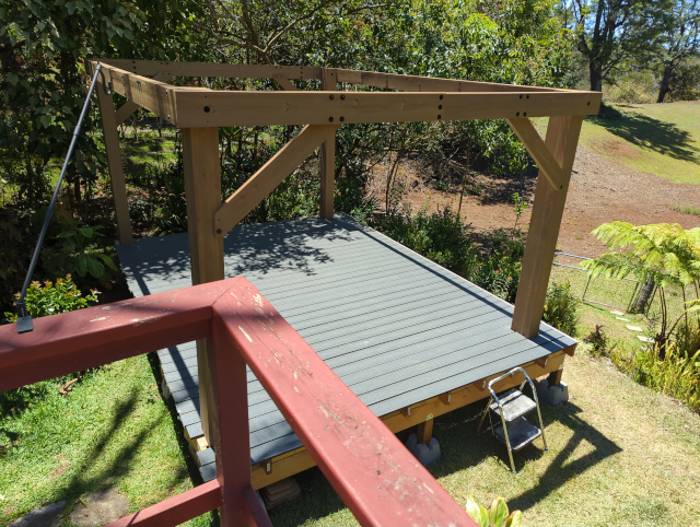 photo of the pavilion now with the decking almost complete