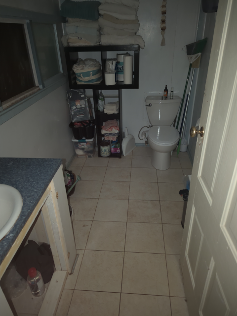 photo of the bathroom floor looking more-or-less level