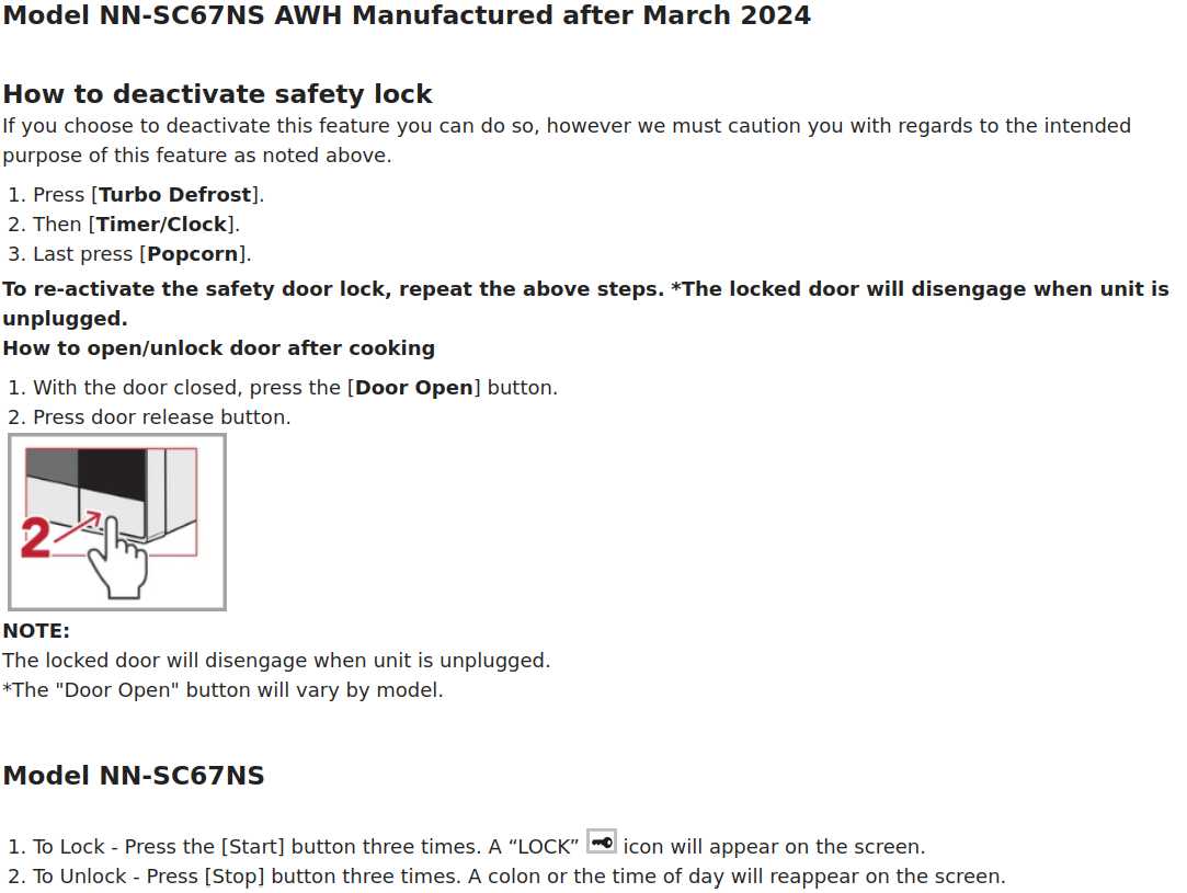 screenshot of the webpage showing how to deactivate the double-lock