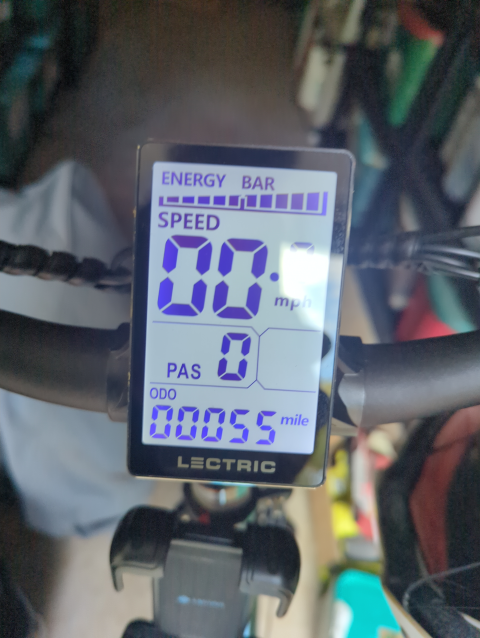 photo of the odometer on my ebike showing a total of 55 miles ridden