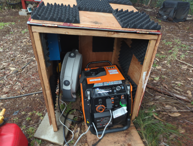 photo of the generator house with the fan sitting inside
