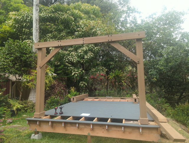photo of the pavilion deck with a single wall raised