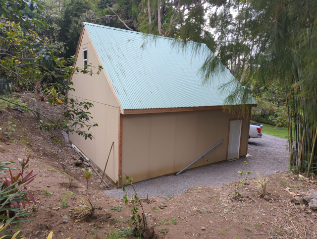 photo of half the roof on the new garage