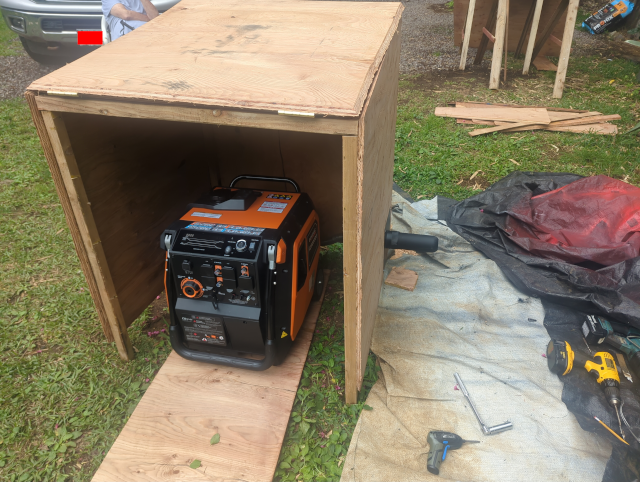 photo of the Generac generator in the generator house with an external exhaust system