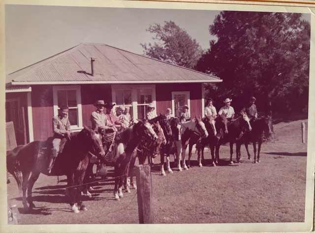 sepia-toned color photo of our house around 1958