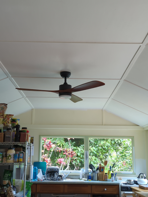 photo of a ceiling fan in the kitchen