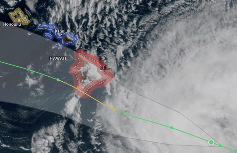 weather radar of tropical storm Lala as of 12:40 today