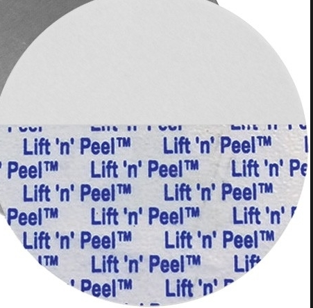 photograph of a container sealed with a "Lift 'n' Peel™" seal