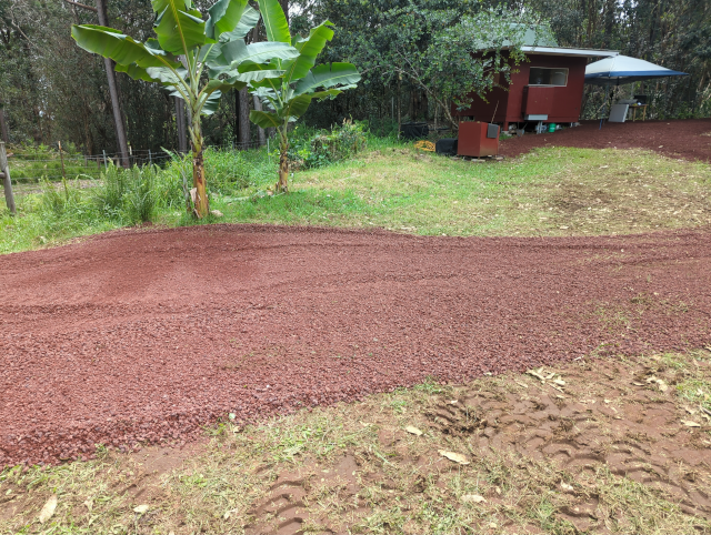 photo showing the cinder drive extending toward the studio