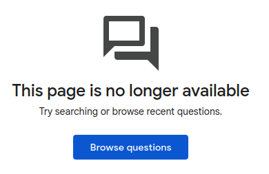 screenshot of a Google Pixel help forum thread stating the thread is no longer available
