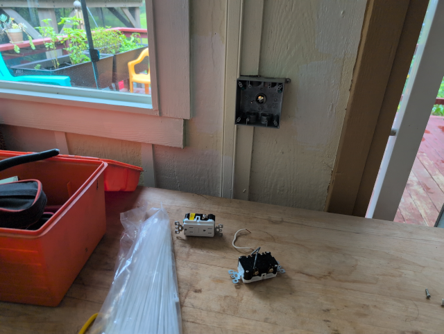 photo showing a disassembled quad outlet box