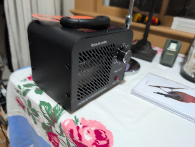 photo of an ozone generator on HA's desk