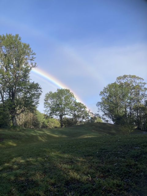 photo of a rainbow over our pasture