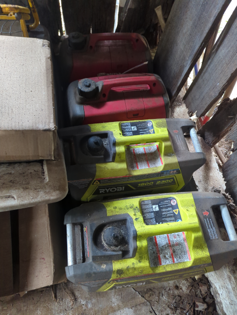 photo of four deceased generators in the shed