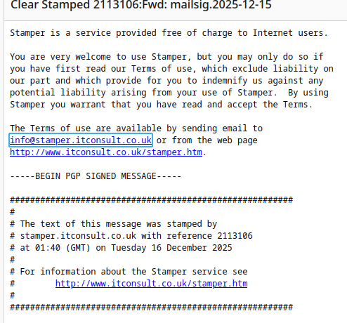 screenshot of the beginning of an email signature from the stamper service