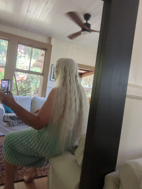 photo of a person with long, wavy gray hair