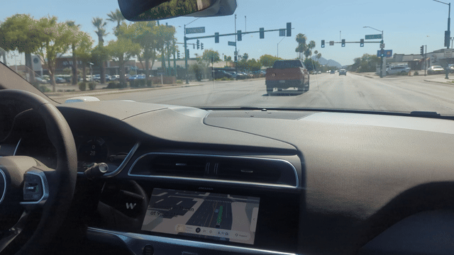 animated GIF of the driverless car cruising up Central Ave